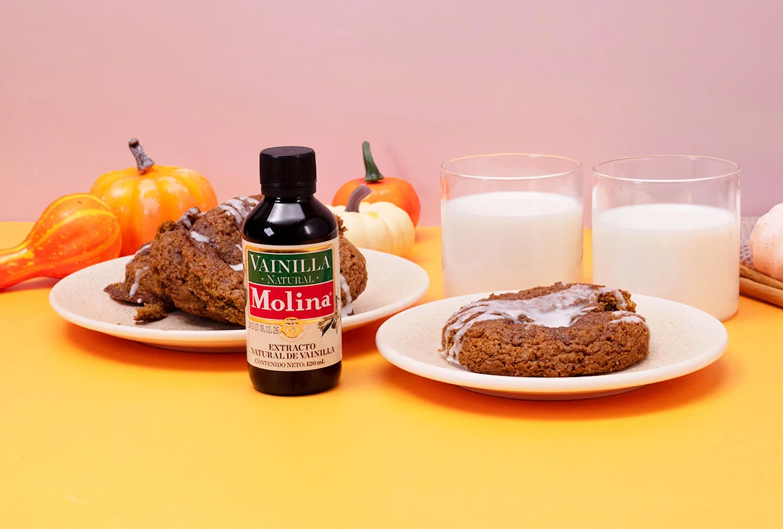 Galletas de calabaza con streusel y glaseado de vainilla