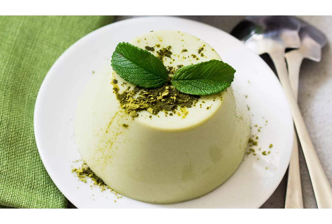 Panna cotta de matcha